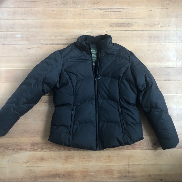 Eddie Bauer PREMIUM goose down winter black jacket Sz L - Picture 8 of 12